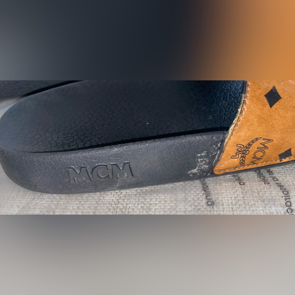 MCM Black and Brown Slide Sandals - Picture 14 of 16